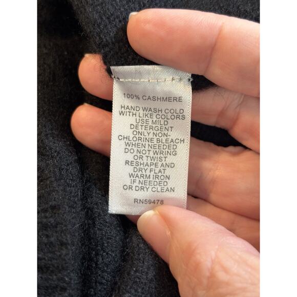 Max Studio Cashmere Tunic Sweater Black Medium Funnel Cowl Neck Long Sleeve - Picture 8 of 11